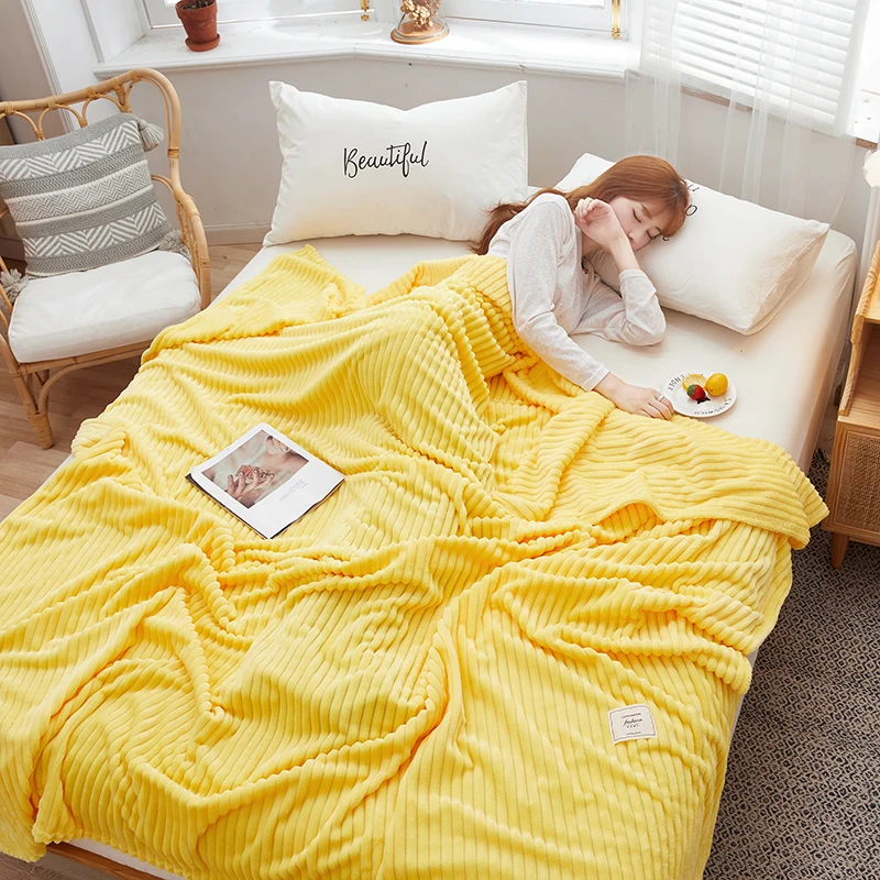 

Striped Bed Blanket Super Soft Thick Fleece Warm Blanket Home Throw Sofa Cover Blankets Bed Quilted Bedspreads For Four Seasons