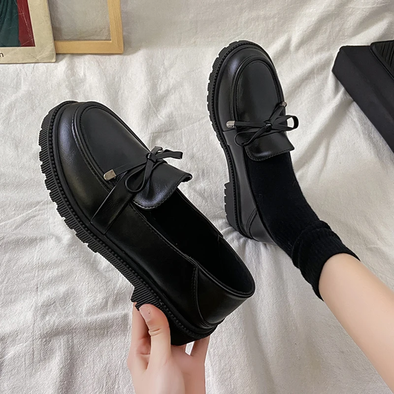 

Summer Shoes Ladies British Style 2022 Fashion Women's Clogs Platform Bow-Knot Oxfords All-Match Female Footwear Preppy Modis Cr