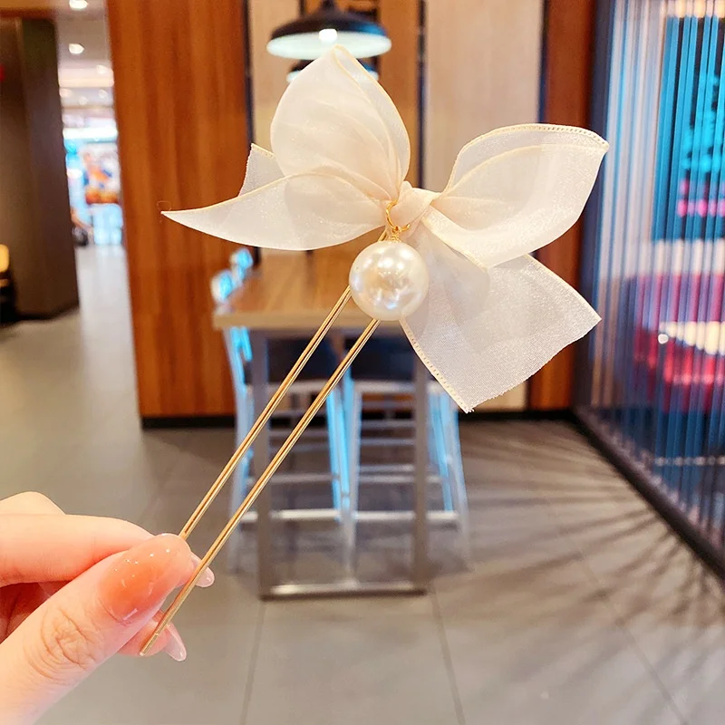 

Pearl Bow Hairpin Lace Mesh Hairpin Bundle Metal Simple Hair Accessories