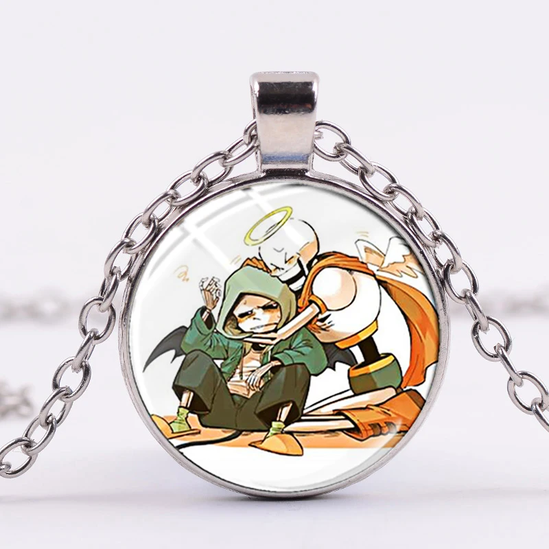 SONGDA Newest Undertale Necklace Cute Sans Papyrus Frisk Long Cartoon Pattern Glass Dome Pendant Handmade Jewelry Gifts | Украшения и