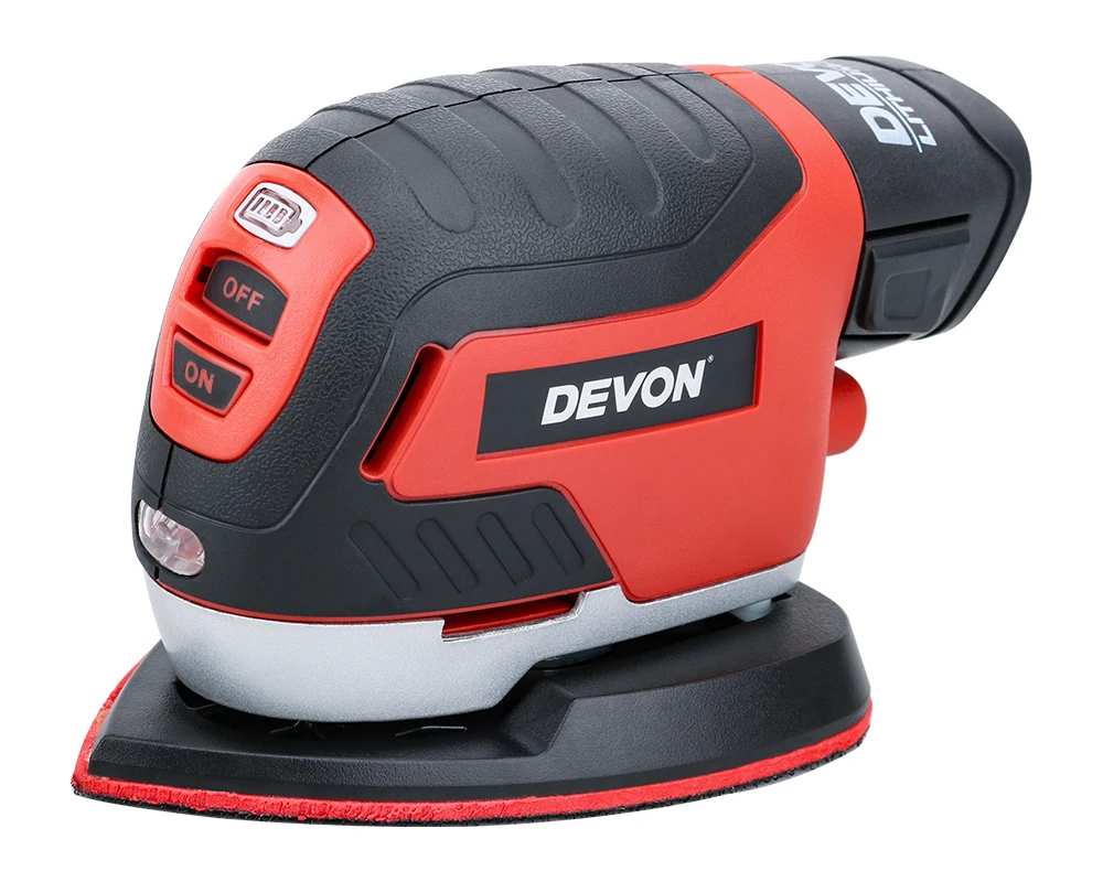 DEVON 12V электрический беспроводной шлифовальный станок для ладони плоский шлифовальный станок для мебели шлифовальный станок Полировальный Инструмент для дерева литий-ионный аккумулятор с вакуумным адаптером