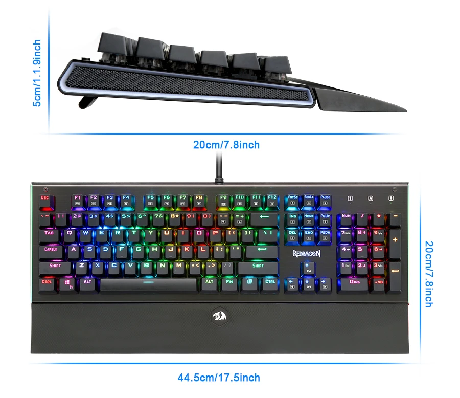 Redragon K569 Rgb алюминиевая USB Механическая игровая клавиатура синий переключатель со светодиодной подсветкой 104 ключ анти-ореолы проводной ПК компьютер геймер