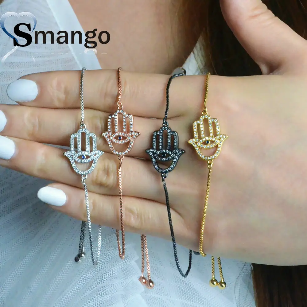 Оптовая Медь микро проложить CZ форма руки Шарм браслет в 4 вида цветов Высокое