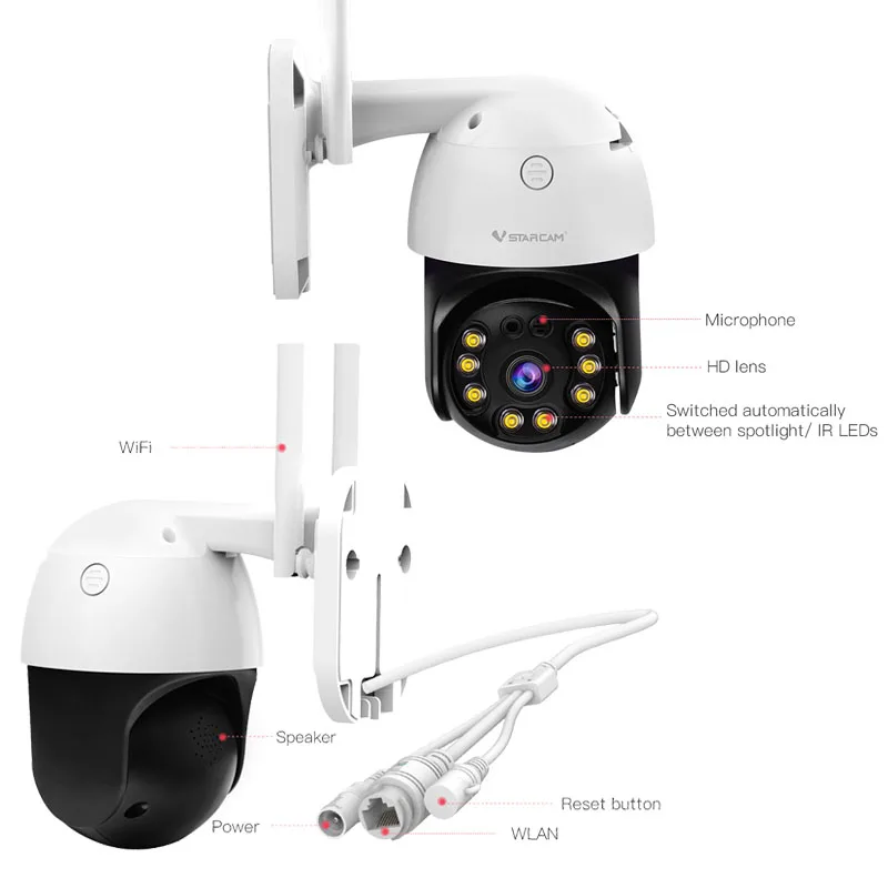 Vstarcam 3MP Wi Fi IP Камера купол AI безопасности P2P Беспроводной 2 аудиоданных на открытом