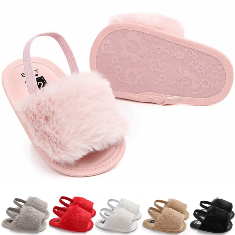 Детские босоножки на плоской подошве с мехом каблуке | Мать и ребенок