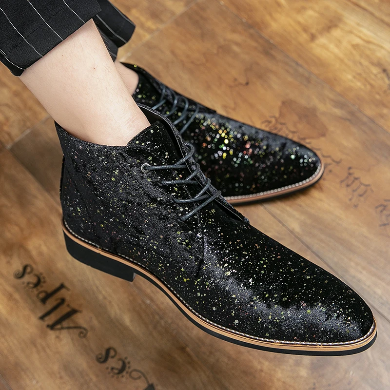 

Men's Boots lace up Pointed Dress Men's ankle Boots Luxury Street Men's Boots Men Motorcycle Boots Brogue Wedding Dress Shoes