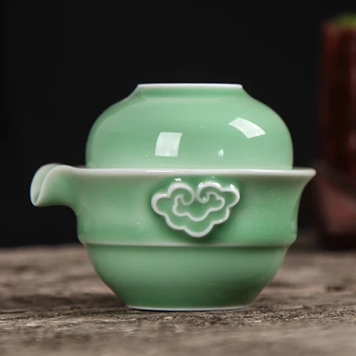 [GRANDNESS] Чжэцзян Ge Di Longquan Celadon фарфоровый чайный набор включает в себя 1 горшок и