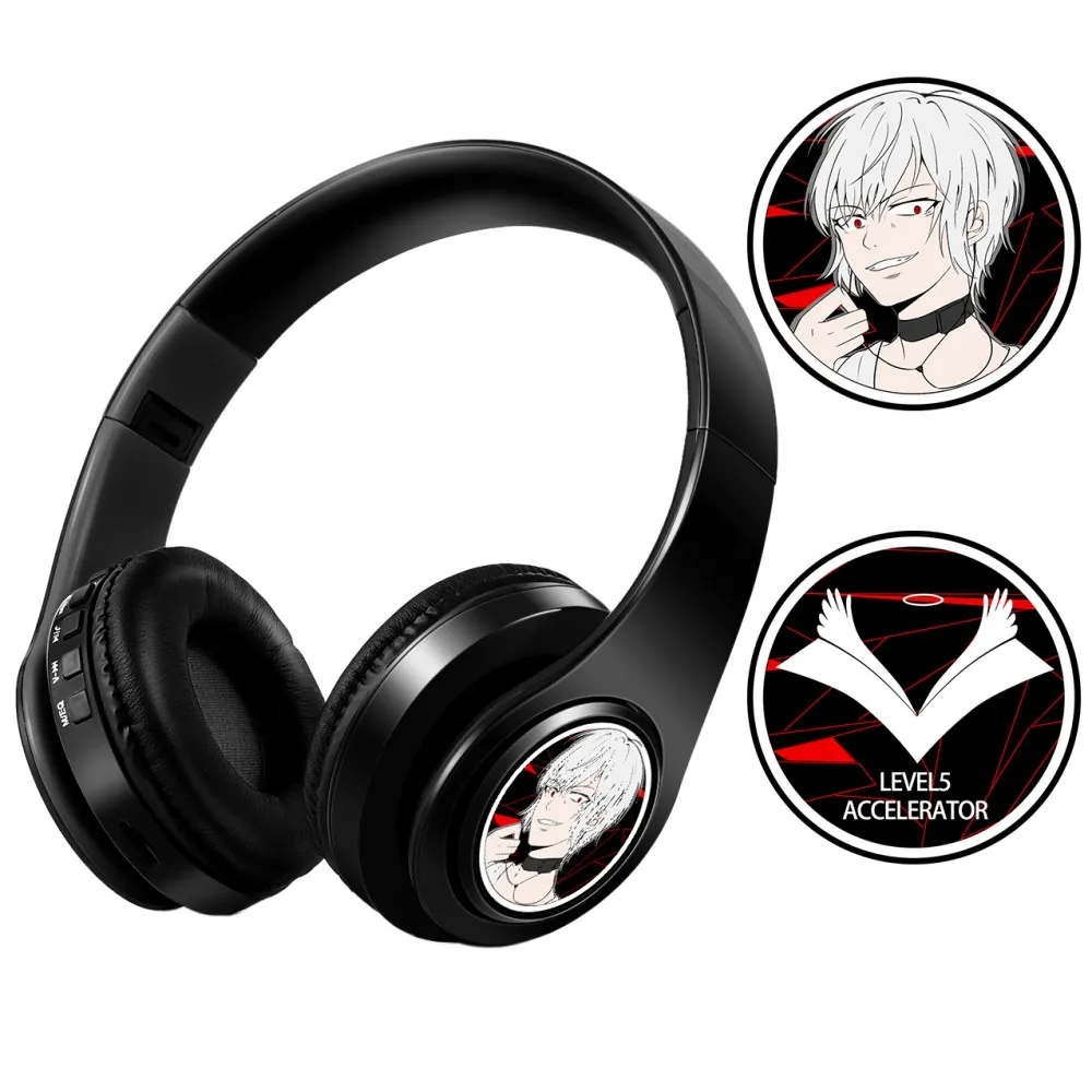 

Прохладный аниме Toaru Majutsu нет индекс ускоритель Беспроводной Bluetooth наушники игровая гарнитура с микрофоном/TF слот для карты для IOS и ANDROID