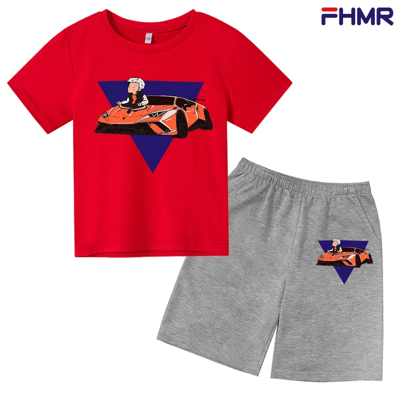 

Cotton Summer Baby Children Soft Shorts Suit t-shirt Boy Girl kids cartoon clothes Merch A4 Lamba Vibes Short sleeve 3-16years