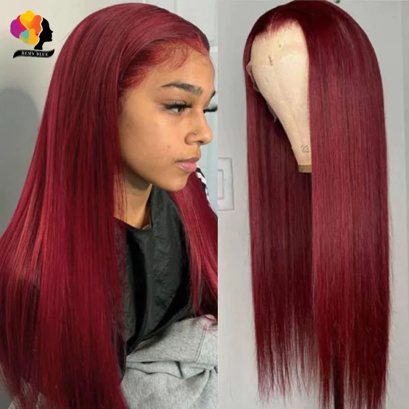 

99J Lace Front Human Hair Wigs Straight Human Hair Wigs Burgundy Lace Front Wig Transparent Lace Front Wig Peruvian Remy Hair