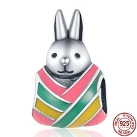 2021new 925 silver color color bunny beads charm fit original 925 pandora braceletbangle making fashion diy jewelry gift