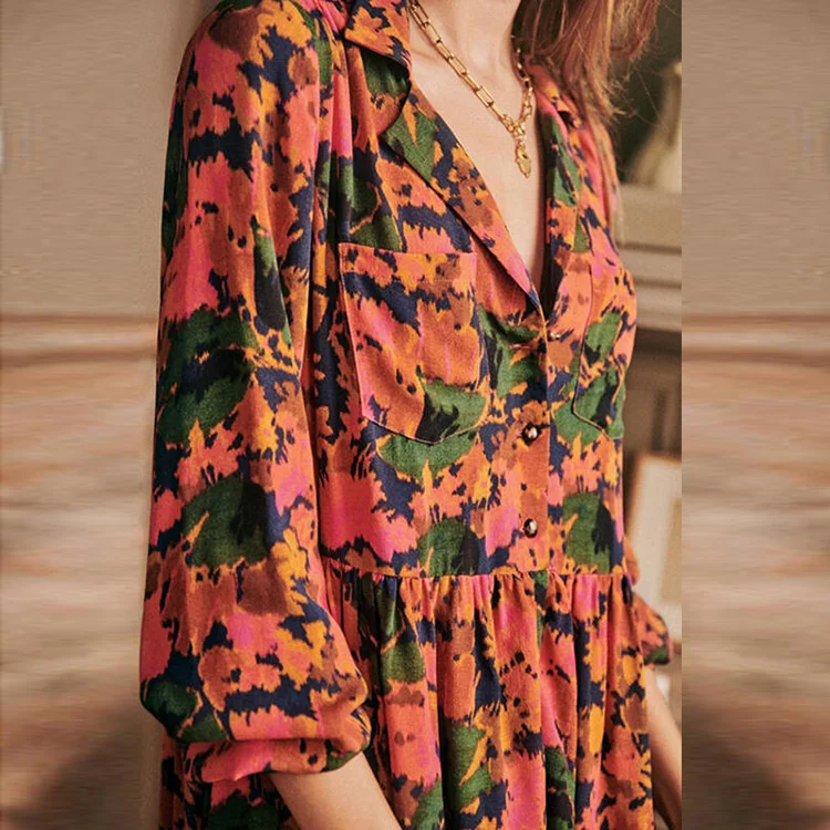

New Lotus Leaf V-neck Dress in Spring and Summer 2021 Women Sexy Dress