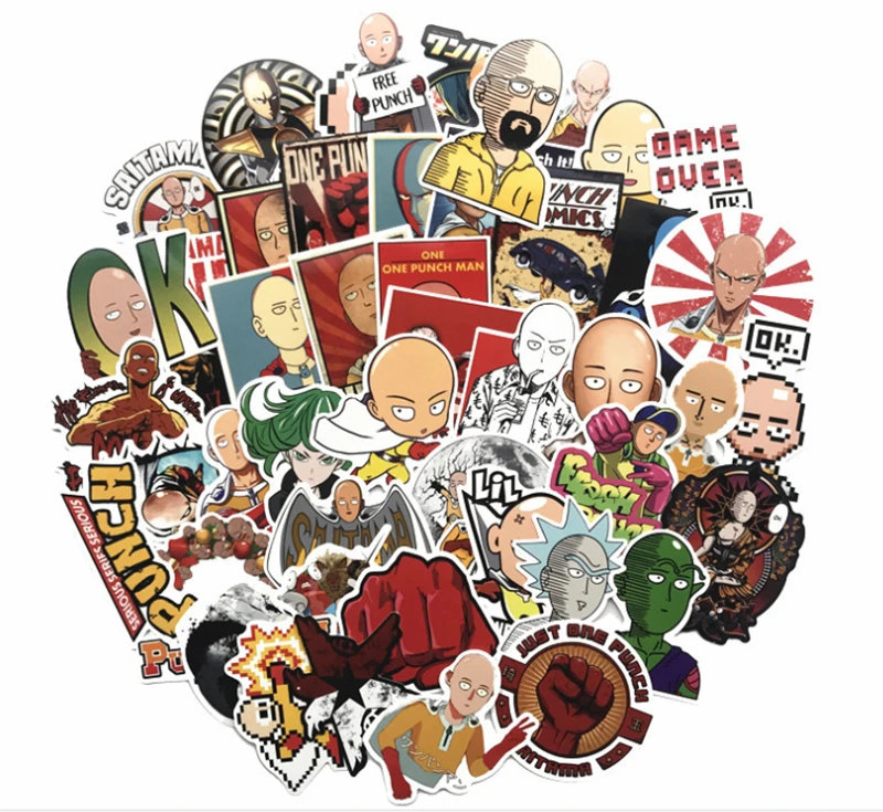 50 шт./компл. Аниме ONE PUNCH MAN печатные наклейки чемоданы мобильного телефона Декор