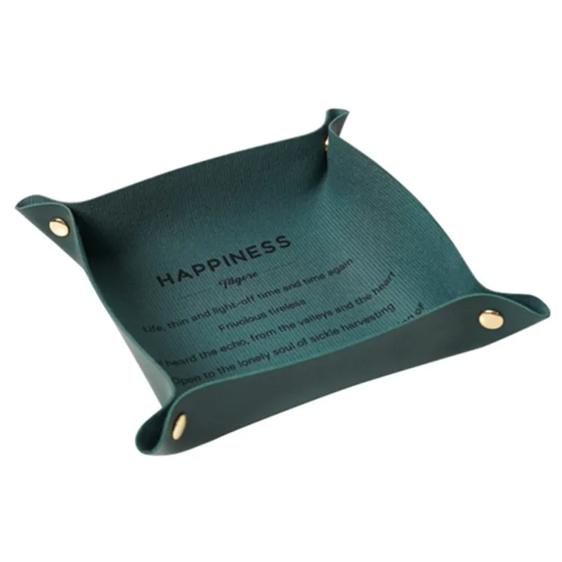 

Desktop Storage Jewelry Box Plate Leather Key Plate Home Decoration Dice Plate Key Wallet Coin PU Leather Folding Storage Tray