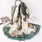 Женский платок с принтом, Шелковый платок 180 х90 см с защитой от пыли и солнца, пляжное полотенце в Корейском стиле, лето 2021