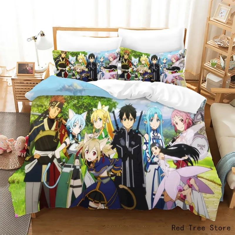 

Cartoon Game Sword Art Online Bedding Set King Size Duvet Cover Digital Print Bedspread No Blanket Kids Adult Bedroom Decor