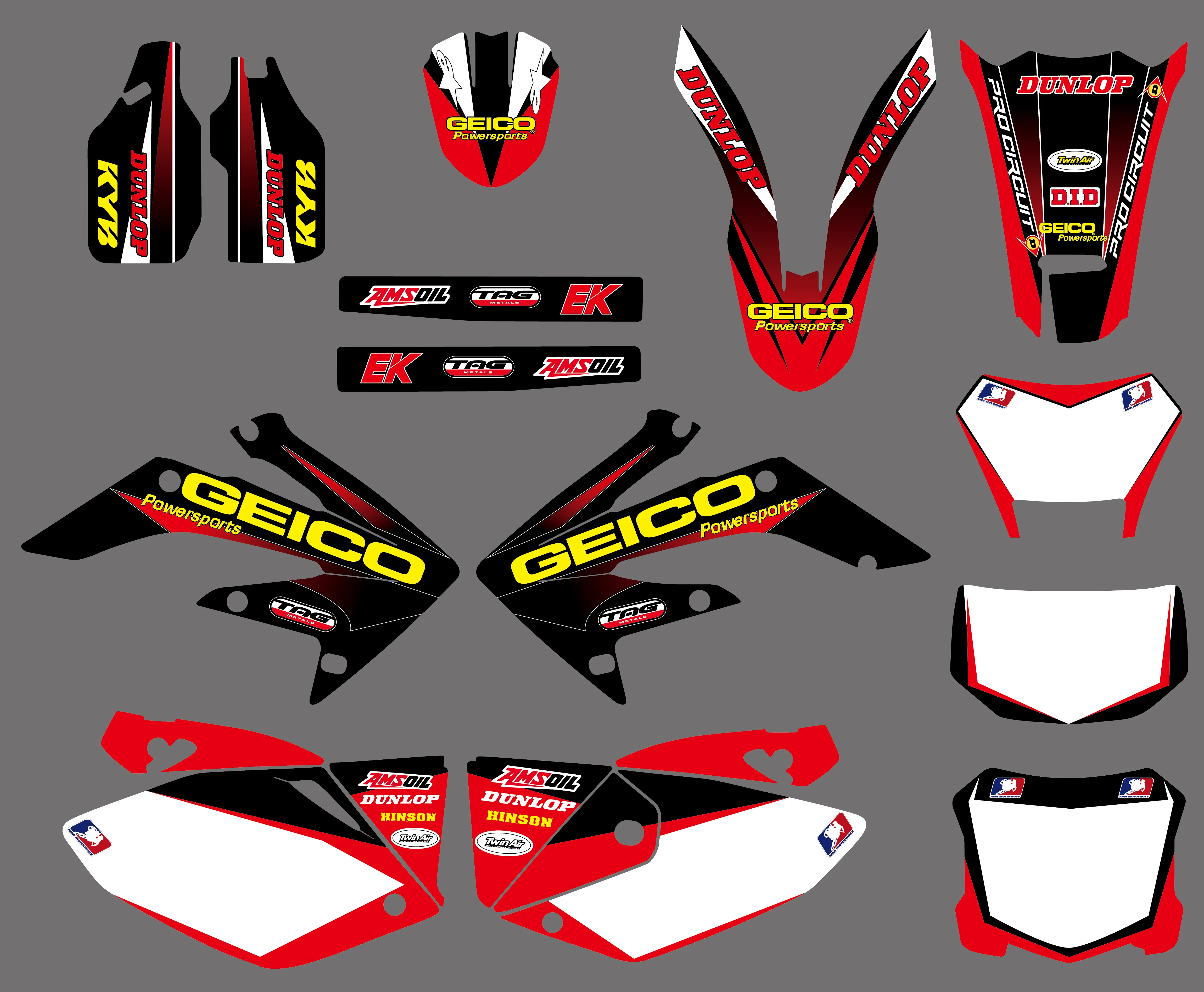 Новинка 0034 наклейки на графический фон для Honda CRF250X CRF 250X 4 шт. 2004 2012 черно красные
