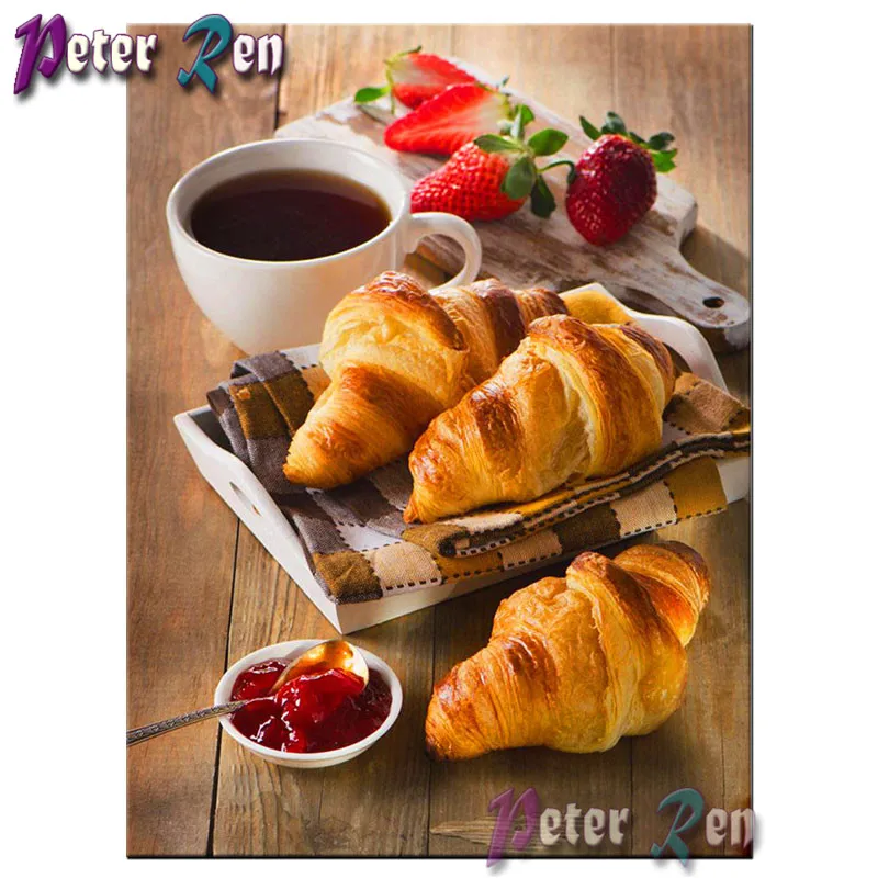 

5d Diamond Painting Landscape Embroidery Rich breakfast Diy Resin crystal Mosaic Picture Rhinestone Kitchen home decoration