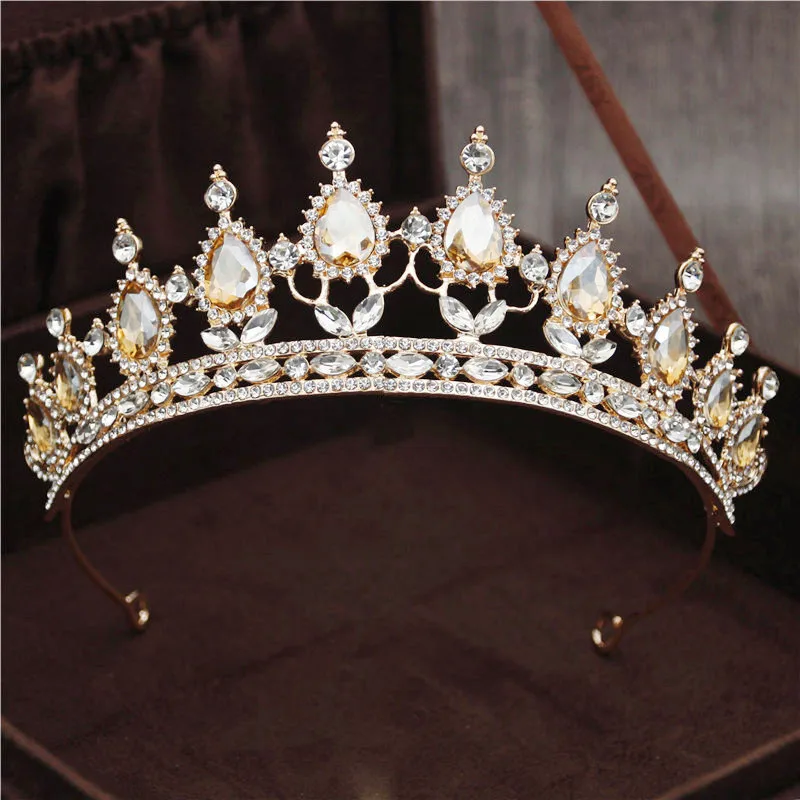Gold Yellow Роскошные серебряные Кристальные Звезды Повязки для волос винтажные Стразы Свадебная Корона-Тиара повязка для волос Свадебная Ювелирная тиара De Noiva Мода - Окраска металла: Gold Yellow