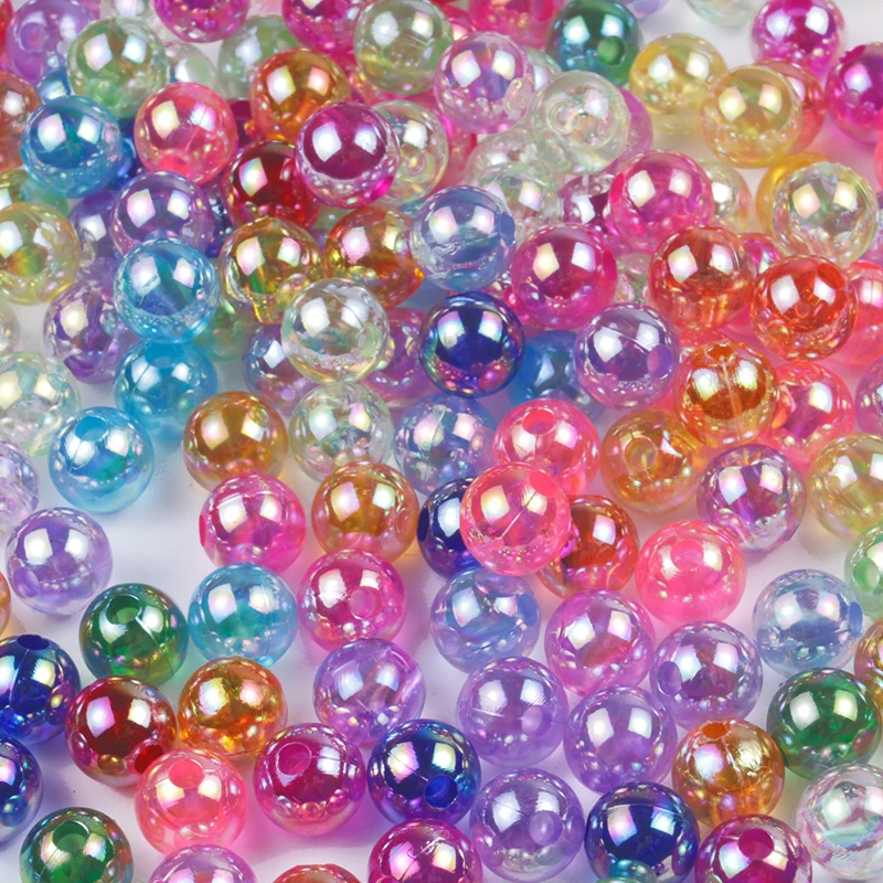 

50Pcs/Lot 6/8/10/12mm AB Color Round Acrylic Bead Loose Spacer Beads For Jewelry Making DIY Bracelet Necklace Accessories