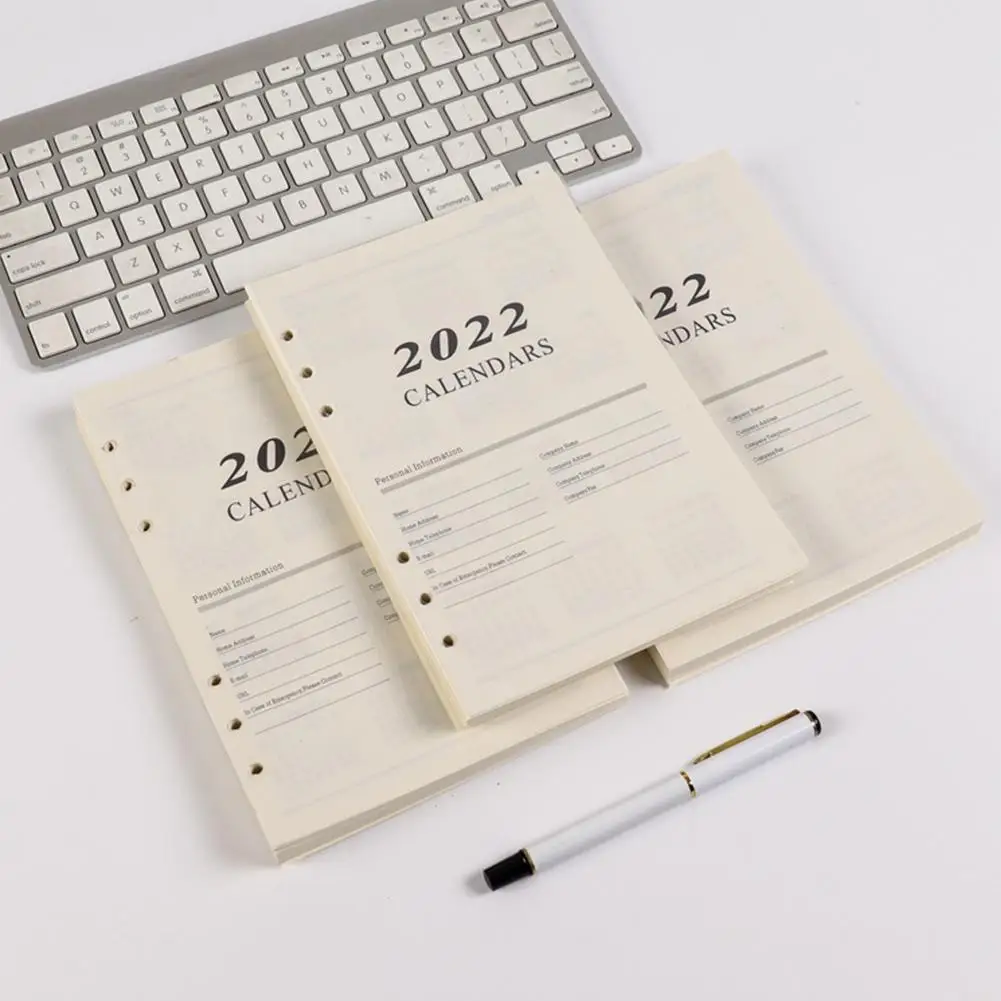 

2022 Journal Agenda Plannner Notebook A5 Insert Refills Leaf Holes Diary Loose Paper Ring 6 Inner Core Binder Planner 80g L9p8