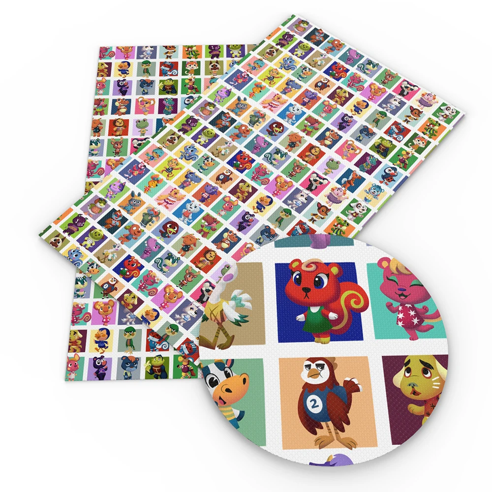 20*33 см набор из искусственной кожи с мультяшными животными ткань для бантов волос