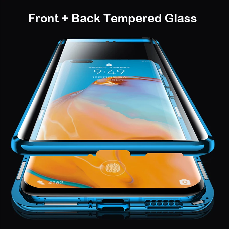 

Magnetic Phone Case For Huawei P40 Pro Mate 30 Mate 20x 5G P30 P20 Camera Lens Glass Metal Bumper Honor X10 MAX 30S 9X 8X Case