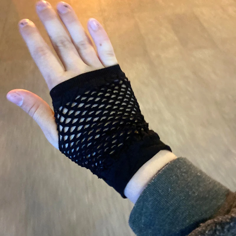 Новые черные женские короткие сетчатые перчатки без пальцев в стиле панк-рок