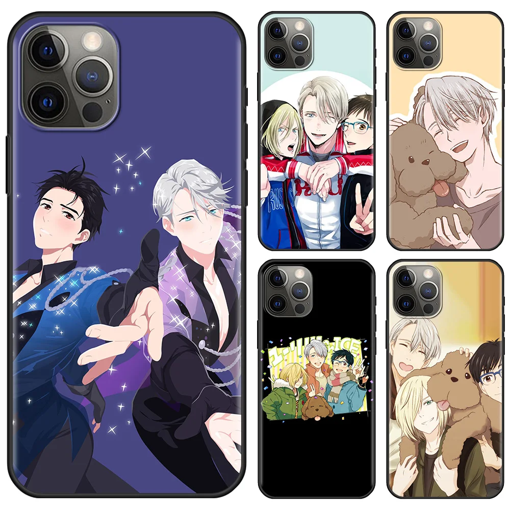 

Hot Yuri on Ice anime Phone Case For iPhone 11 13 12 Pro Max 13 12 mini XS XR X 8 7 6s 6 Plus 5 5S SE Silicone Funda Black Cover