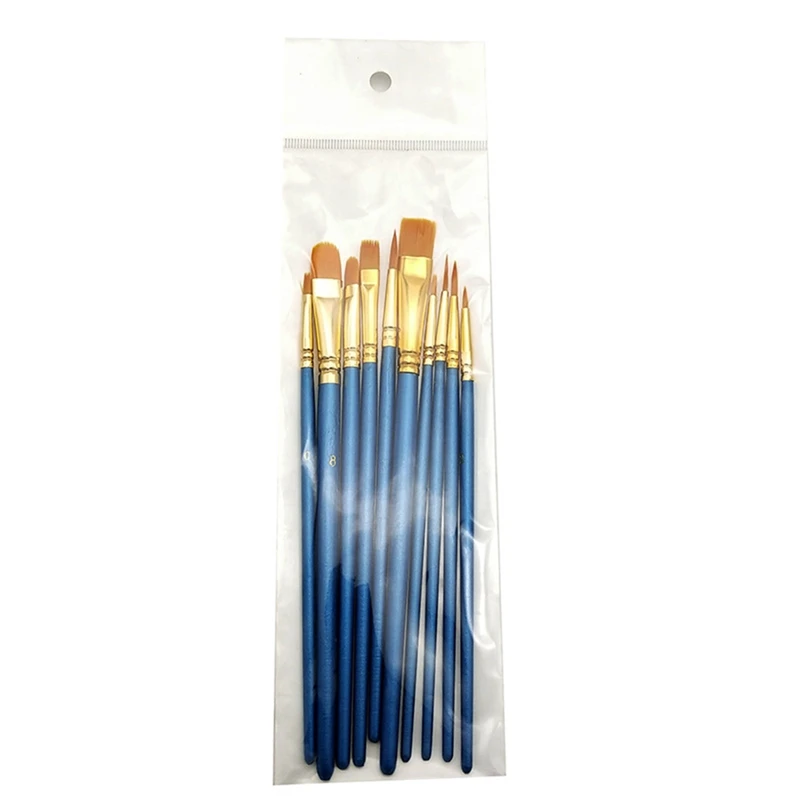 

10Pcs/Set Watercolor Gouache Paint Brushes Different Shape Round Pointed Tip Nylon Hair Painting Brush Set Art Supplies
