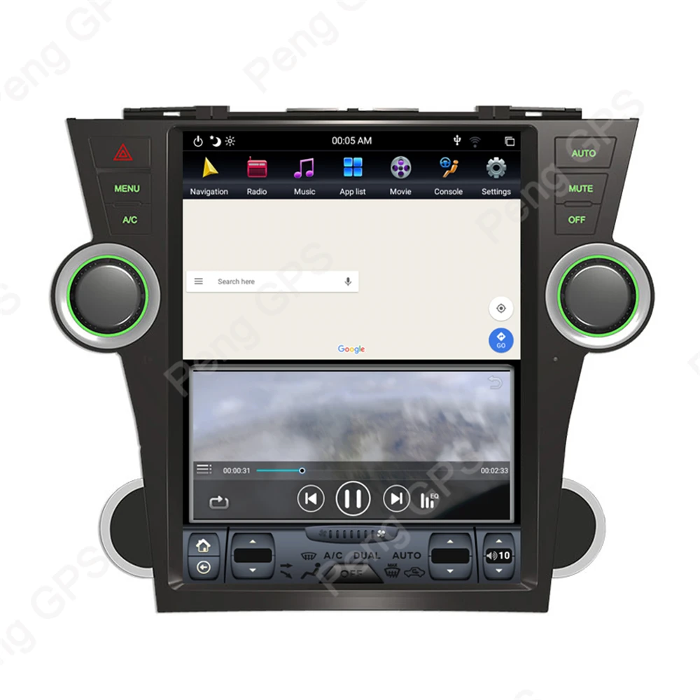 6 ядерный Android 8,1 Tesla стиль автомобиля радио forToyota Highlander 2009-2013 gps-навигация, dvd-плеер сенсорный экран монитор 4H видео