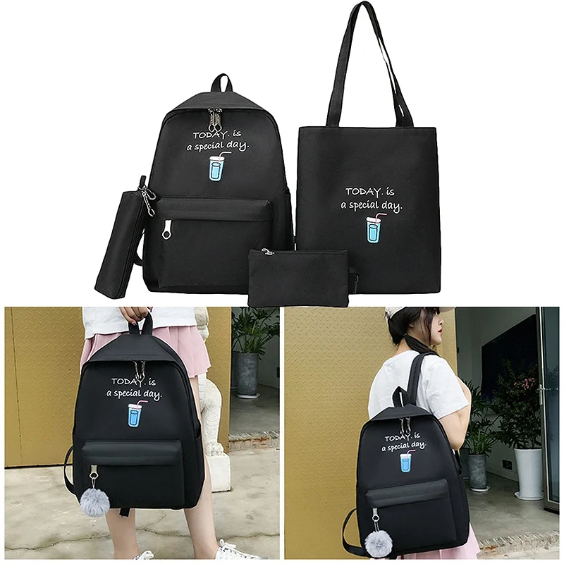 4 предмета в комплекте с буквенным принтом холст рюкзак Карандаш Чехол для