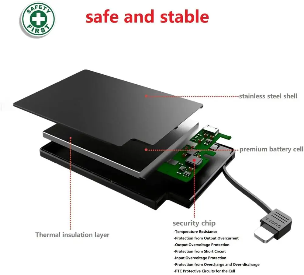 TNTOR New 2500mAh Ultra Slim Power Bank Only 4 mm Built In Cable Portable Mini power bank powerbank charge for iPhone X 11 12 |