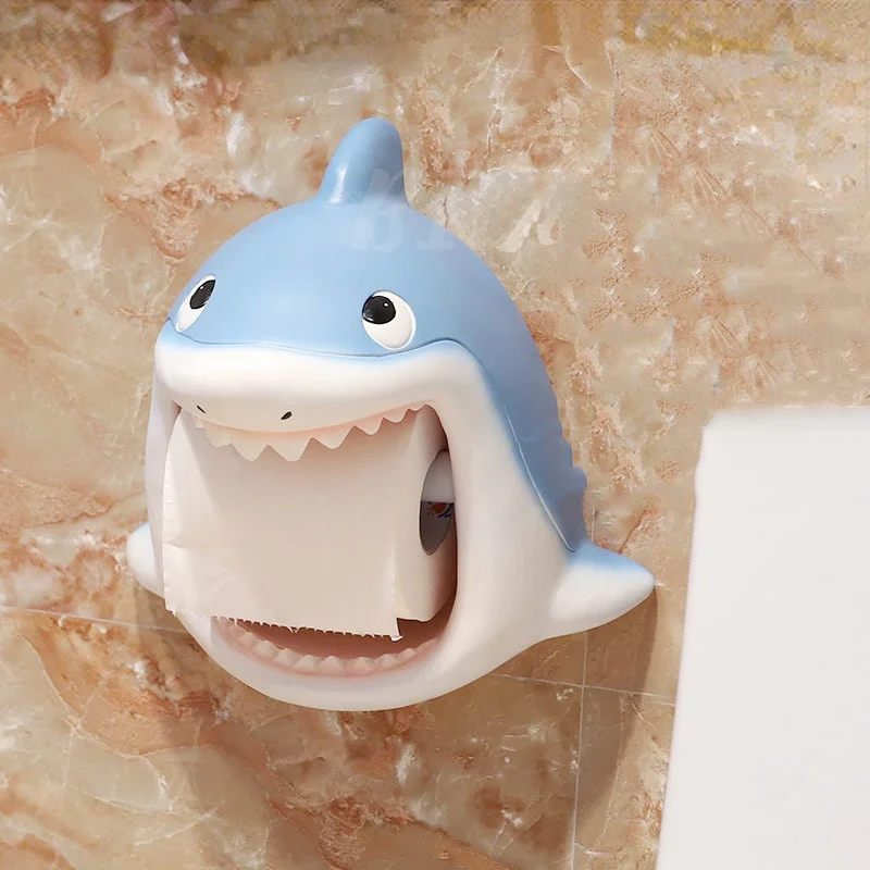 

TElegant bathroom shark paper towel rack decoration beautification family do not empty simple installation novel animals