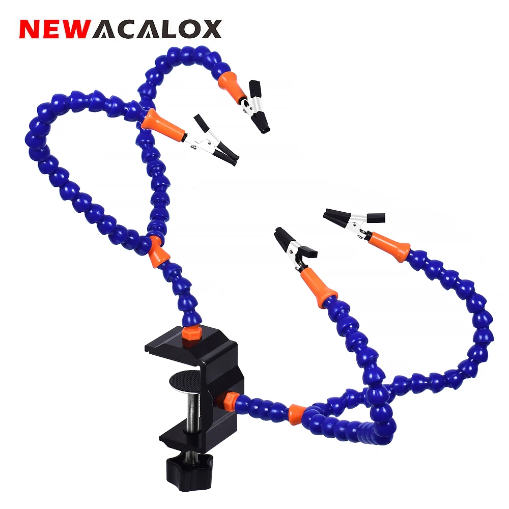 

NEWACALOX Multi Soldering Helping Hand Third Hand Tool with 4PCS Flexible Arms Soldeirng Station Holder For PCB Welding Repair