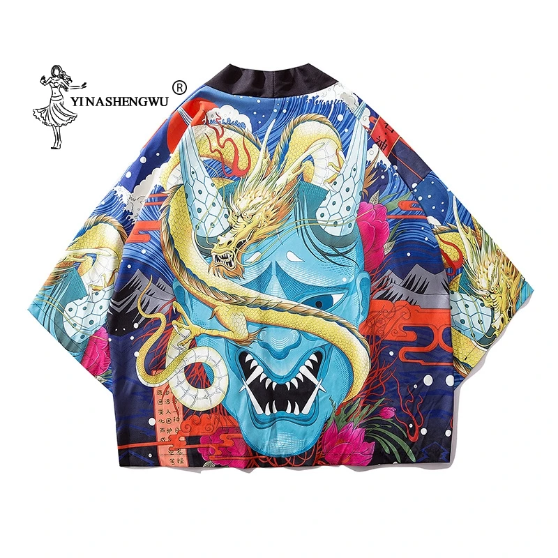 

Japanese Kimono Traditional Yukata Women Harajuku Carp Print Kimono Cardigan Femme Shirt Kimono Cosplay Costume Asian Clothes