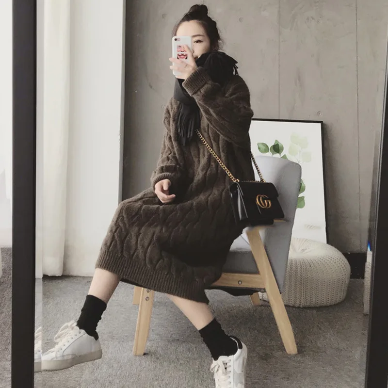 Осенний и зимний стиль утолщенный теплый персонализированный скрученный свитер