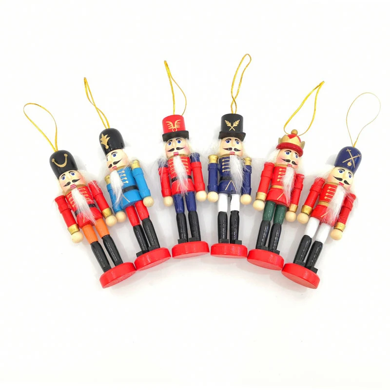 6Pcs/set Christmas Doll Soldier Wood Decoration Made Nutcracker Puppet Desktop Pendants Ornaments For Xmas Tree Party New Year | Дом и сад