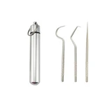 Зубочистка из нержавеющей стали, алюминиевый металлический держатель для зубочисток, декоративный портативный уличный диспенсер с многоразовыми пищевыми медиаторами для фруктов