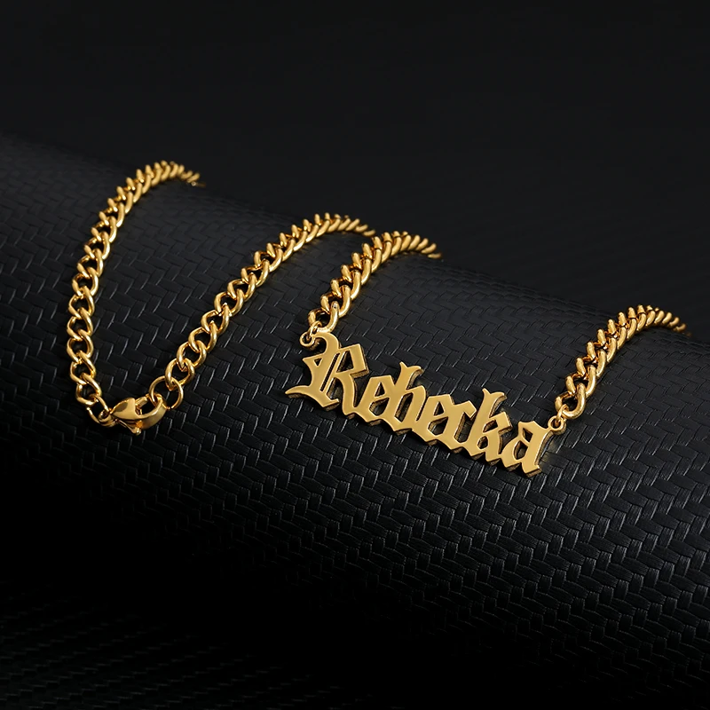 Золотая цепочка из нержавеющей стали ожерелье персонализированные украшения