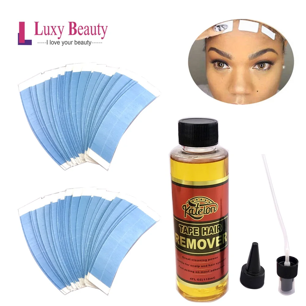 Двусторонняя кружевная Передняя лента для волос 2 упаковки + средство удаления на