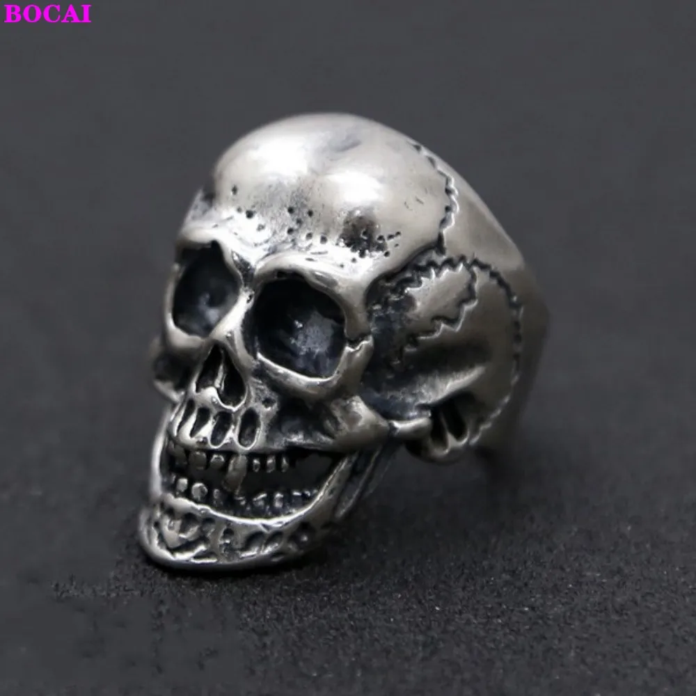 Мужское кольцо с черепом BOCAI S925 из стерлингового серебра Винтажное на