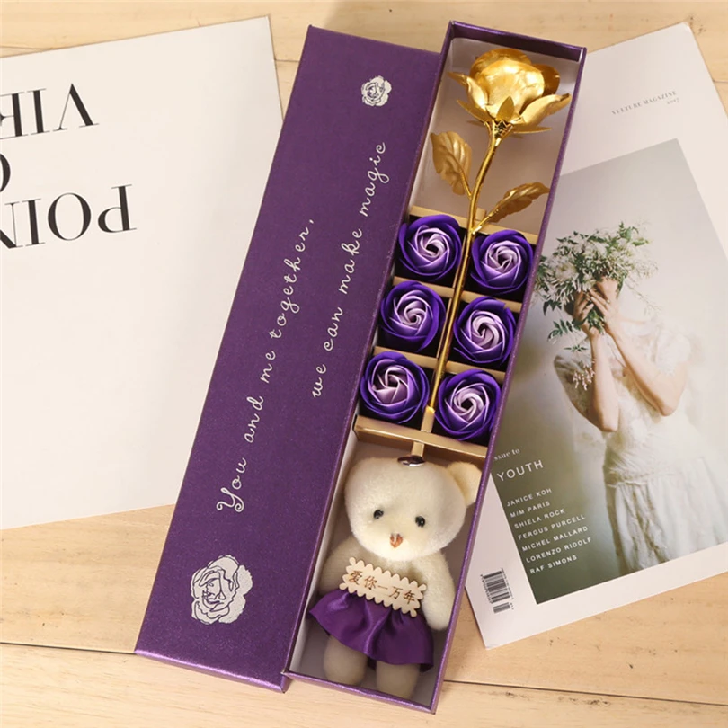 Мыло под золото 24 карата 6 шт./компл. цветок подарок на день Святого Валентина