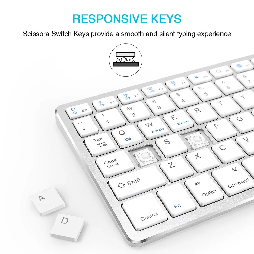Zienstar ультра тонкая стандартная Bluetooth клавиатура для IPAD, MACBOOK, ноутбука, компьютера и планшета, перезаряжаемая литиевая батарея
