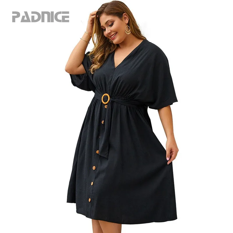 

Spring Summer 2020 Women's Dress Plus Size V-neck Plain Half Sleeve Dress Solid Slim Maxi Dresses Elegant Vintage Party Dress
