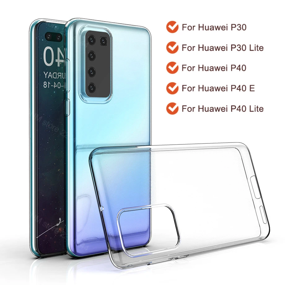 Чехол для Huawei Mate 30 P20 P30 P40 Lite E прозрачный силиконовый бампер из ТПУ мягкий чехол P