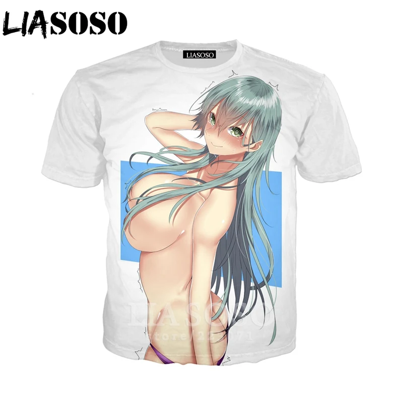LIASOSO 3D печать аниме Kantai Коллекция футболка короткий рукав мужская сексуальная