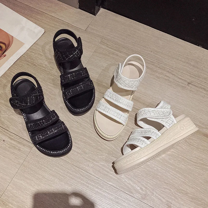 

Black Platform Sandals Suit Female Beige Clogs With Heel Clear Shoes 2021 Women's Espadrilles Nude Thick Fashion High Gladiator