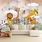 Пользовательские 3D настенные фрески обои для детской комнаты Мультяшные животные мальчики и девочки спальня детская комната украшение Фотообои