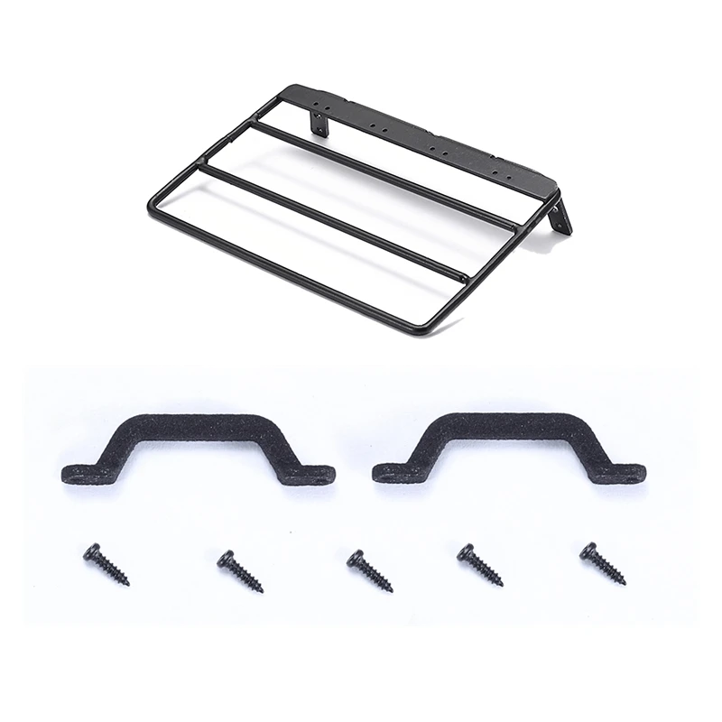 

2 Set RC Car Part: 1 Set Armrest Handle Decoration & 1 Set Metal Luggage Carrier Tray Roof Rack